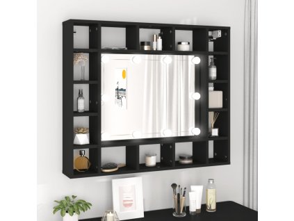 vidaXL LED zrkadlová skrinka čierna 91x15x76,5 cm