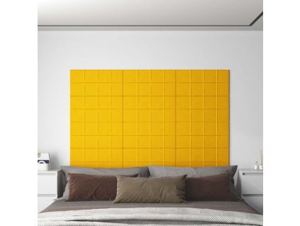 vidaXL Nástenné panely 12 ks žlté 60x30 cm zamat 2,16 m²