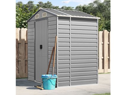 vidaXL Záhradná kôlňa bledosivá 191x130x198 cm pozinkovaná oceľ