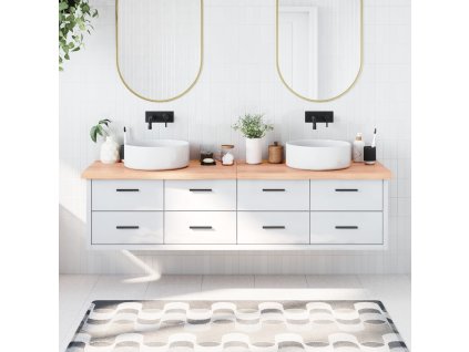 vidaXL Kúpeľňová doska bledohnedá 200x60x(2-4) cm ošetrený masív
