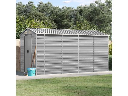 vidaXL Záhradná kôlňa bledosivá 191x385x198 cm pozinkovaná oceľ