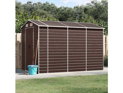 vidaXL Záhradná kôlňa hnedá 191x300x198 cm pozinkovaná oceľ