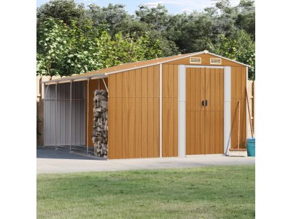 vidaXL Záhradná kôlňa svetlohnedé 277x365,5x179 cm pozinkovaná oceľ