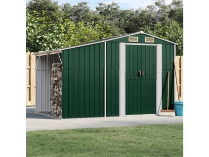 vidaXL Záhradná kôlňa zelená 277x192,5x179 cm pozinkovaná oceľ