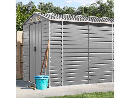 vidaXL Záhradná kôlňa bledosivá 191x470x198 cm pozinkovaná oceľ