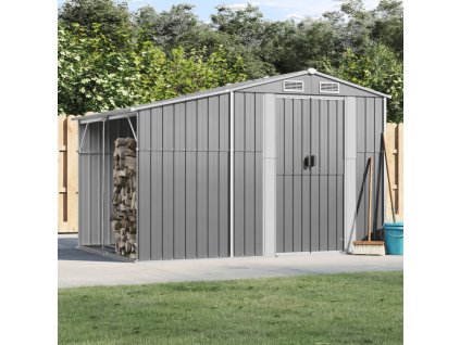 vidaXL Záhradná kôlňa sivá 277x192,5x179 cm pozinkovaná oceľ