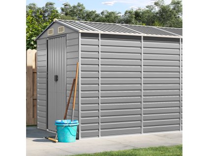 vidaXL Záhradná kôlňa bledosivá 191x725x198 cm pozinkovaná oceľ