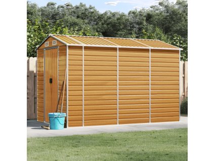 vidaXL Záhradná kôlňa svetlohnedé 191x300x198 cm pozinkovaná oceľ