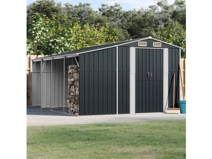 vidaXL Záhradná kôlňa antracitová 277x365,5x179 cm pozinkovaná oceľ