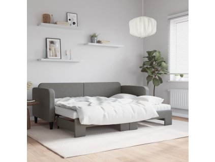 vidaXL Rozkladacia denná posteľ s matracmi tmavosivá 80x200 cm látka