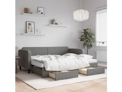 vidaXL Rozkladacia denná posteľ so zásuvkami tmavosivá 80x200 cm látka