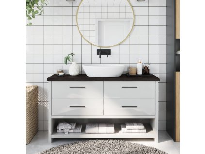 vidaXL Kúpeľňová doska tmavohnedá 120x40x(2-4) cm ošetrený masív