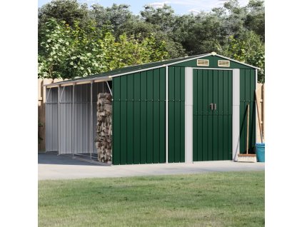 vidaXL Záhradná kôlňa zelená 277x365,5x179 cm pozinkovaná oceľ