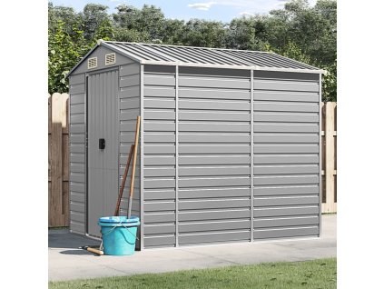 vidaXL Záhradná kôlňa bledosivá 191x215x198 cm pozinkovaná oceľ