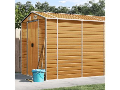 vidaXL Záhradná kôlňa svetlohnedé 191x640x198 cm pozinkovaná oceľ