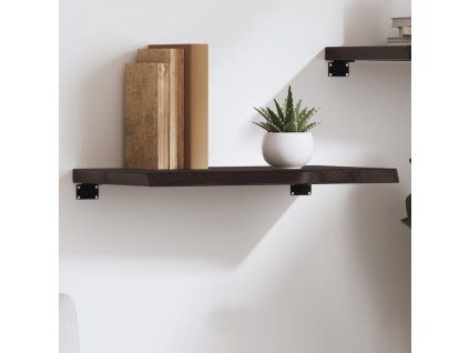 vidaXL Nástenná polica tmavohnedá 60x40x(2-4) cm ošetrený dubový masív