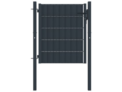 vidaXL Plotová brána, PVC a oceľ 100x101 cm, antracitová
