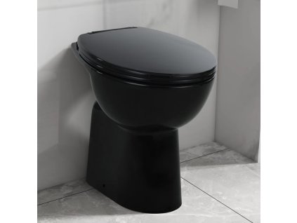 vidaXL Vysoké bezokrajové WC s jemným zatváraním o 7 cm vyššie keramické čierne