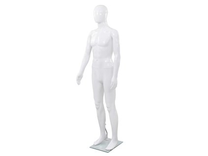 vidaXL Pánska figurína, sklenený podstavec, lesklá biela 185 cm