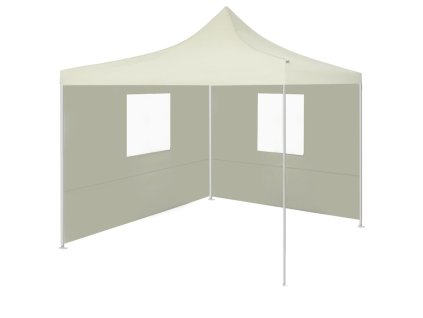 vidaXL Profesionálny skladací párty stan+2 steny 2x2 m, oceľ, krémový