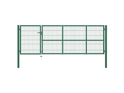 vidaXL Záhradná plotová brána so stĺpikmi 350x100 cm, oceľ, zelená