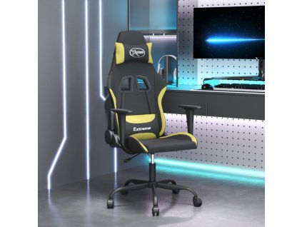 vidaXL Masážna herná stolička, čierna a svetlozelená, látka