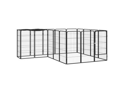 vidaXL Ohrádka pre psov 18 panelov čierna 50x100 cm práškovaná oceľ