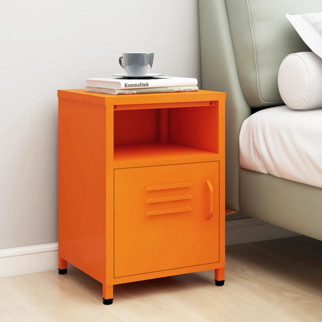vidaXL Nočný stolík oranžový 35x35x51 cm oceľ