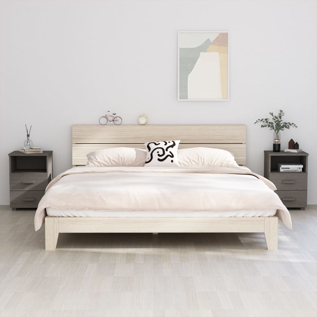 vidaXL Nočné stolíky HAMAR 2 ks, svetlosivé 40x35x62 cm, masív