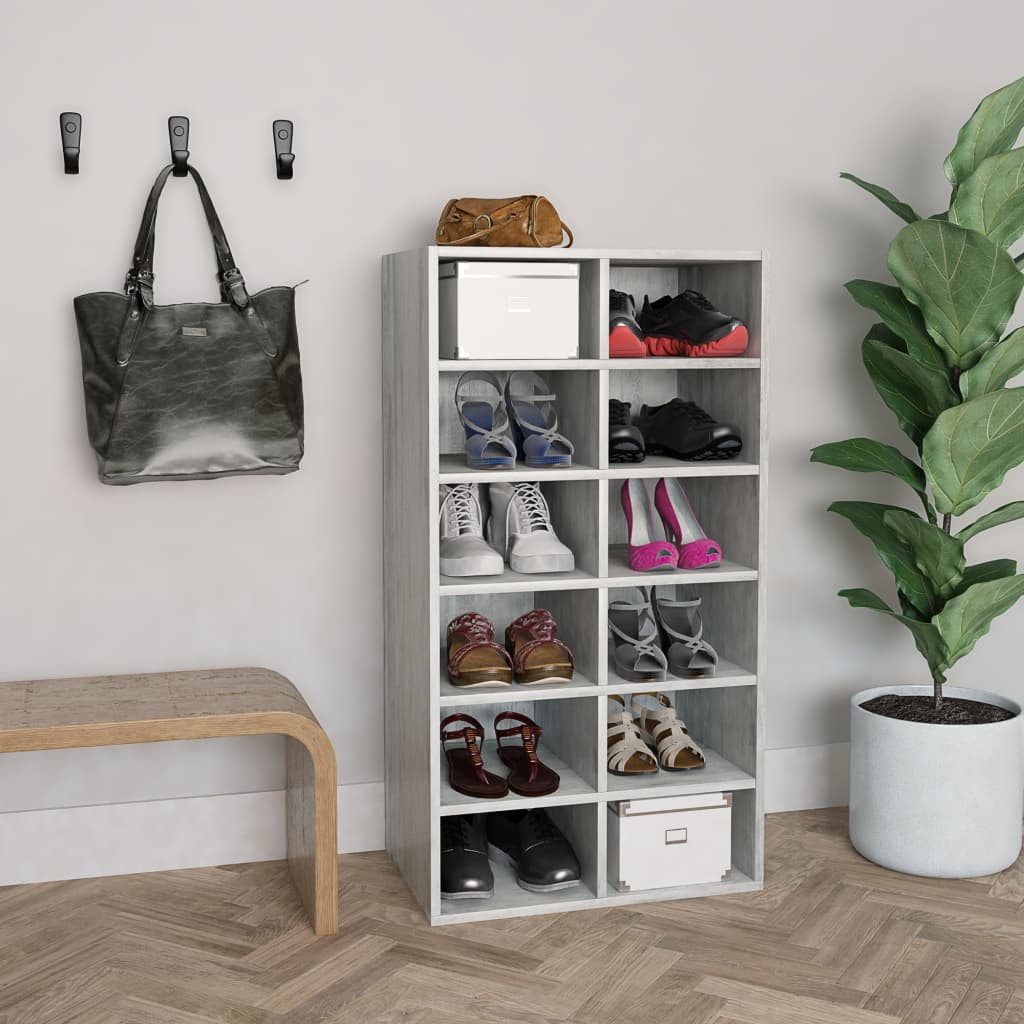 vidaXL Regál na topánky, betónovo sivý 54x34x100,5cm, kompozitné drevo