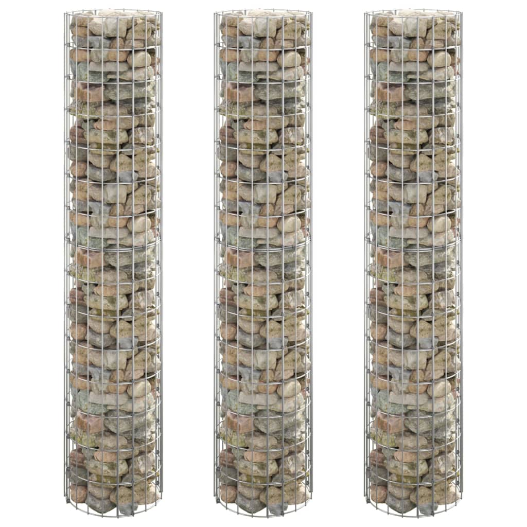 vidaXL Kruhové gabiónové vyvýšené záhony 3ks zinkovaná oceľ Ø30x150 cm