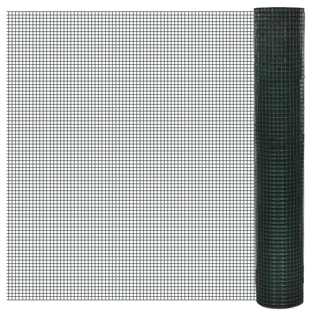 vidaXL Drôtené pletivo pozinkované a potiahnuté PVC 25x1 m zelené