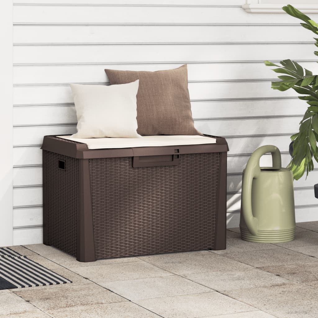 vidaXL Záhradný úložný box s podsedákom hnedý 125 l PP