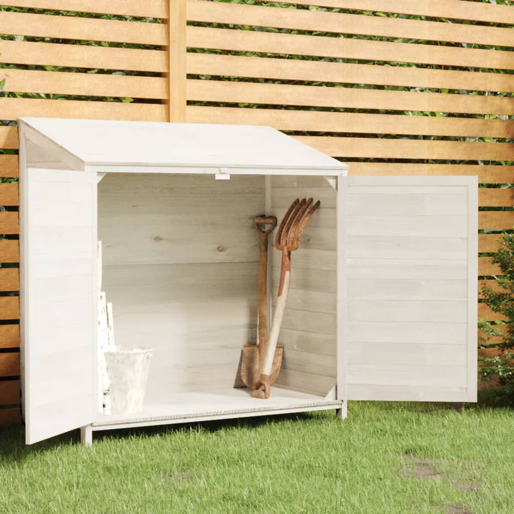 vidaXL Záhradná kôlňa biela 102x52x112 cm masívne jedľové drevo