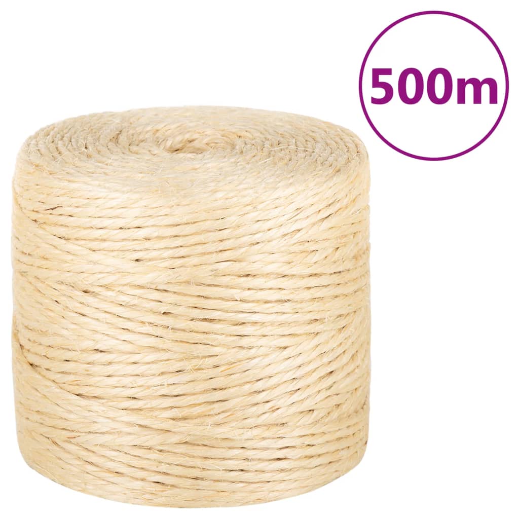 vidaXL Lano 100% sisal 4 mm 500 m