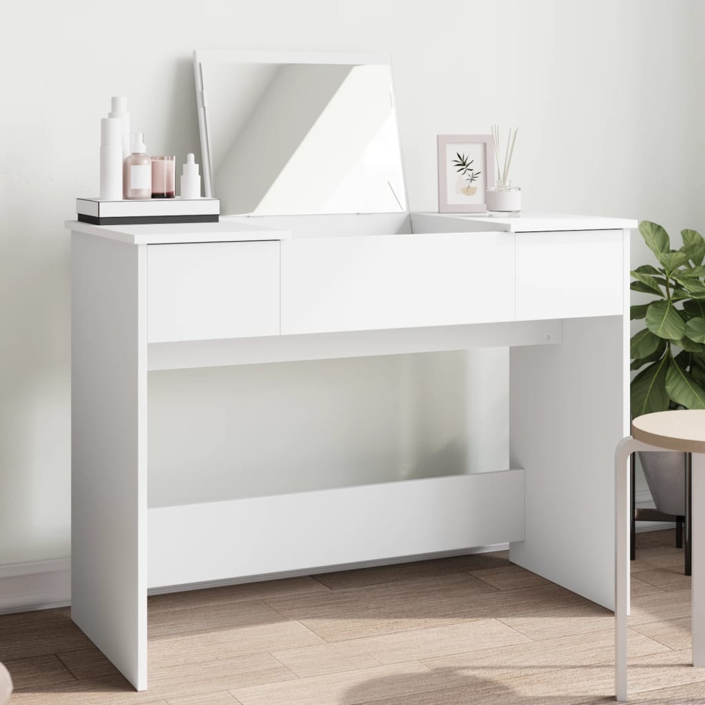 vidaXL Toaletný stolík so zrkadlom biely 100x45x76 cm