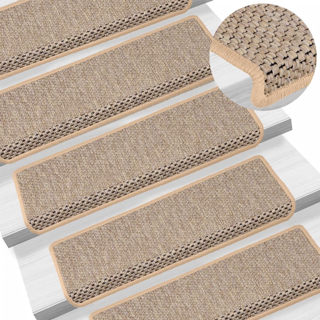 vidaXL Samolepiace nášľapy na schody sisalové 15 ks 65x21x4 cm