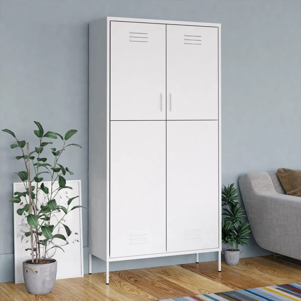 vidaXL Skriňa biela 90x50x180 cm oceľová