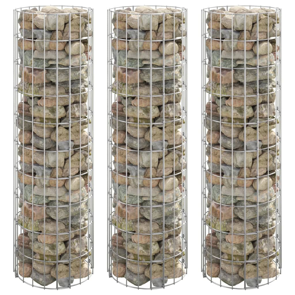 vidaXL Kruhové gabiónové vyvýšené záhony 3ks zinkovaná oceľ Ø30x100cm