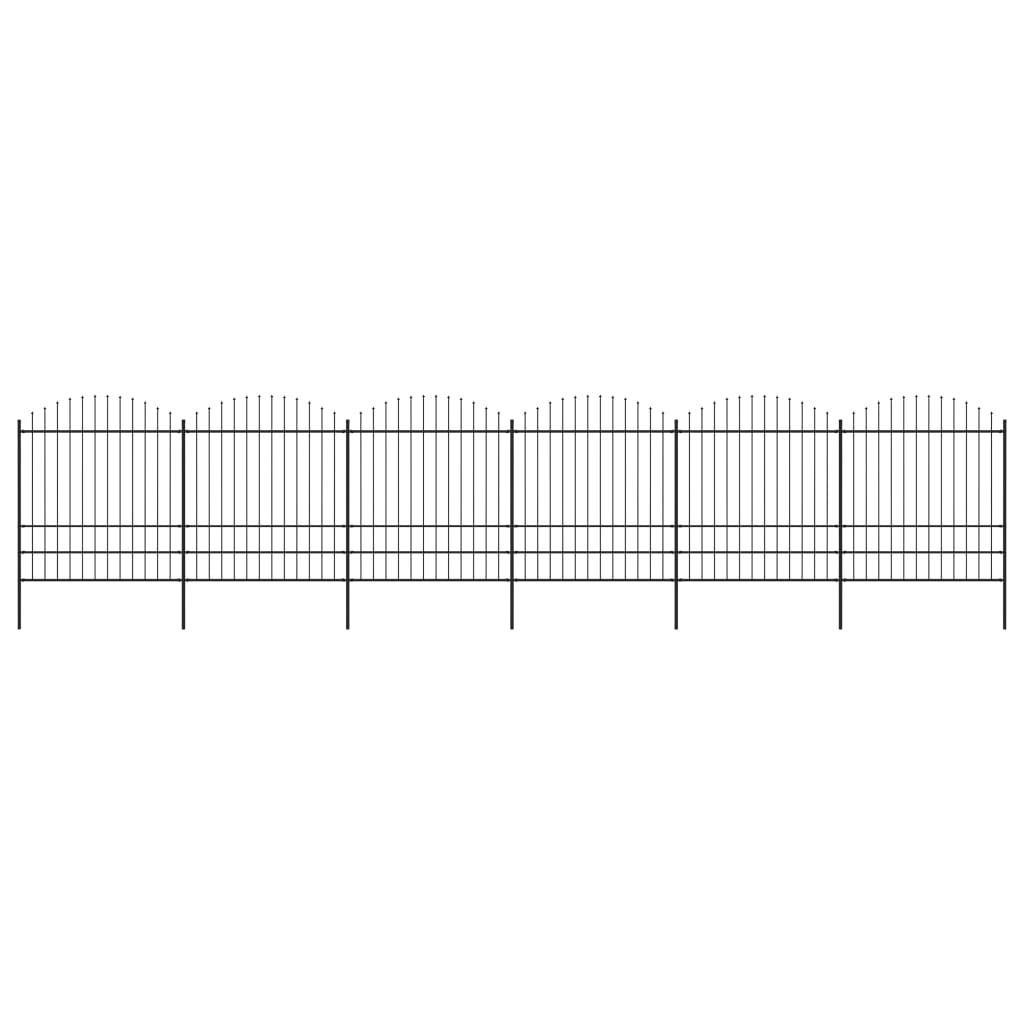 vidaXL Záhradný plot s hrotmi, oceľ (1,75-2)x10,2 m, čierny