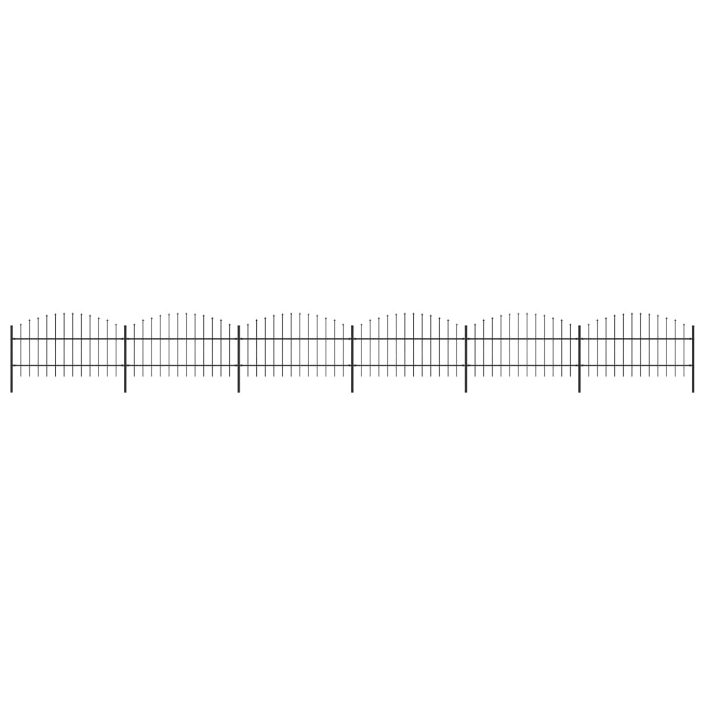 vidaXL Záhradný plot s hrotmi, oceľ (0,75-1)x10,2 m, čierny