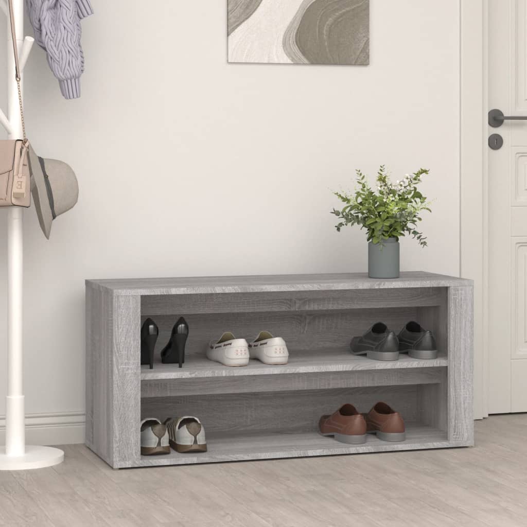 vidaXL Regál na topánky sivý dub sonoma 100x35x45 cm spracované drevo