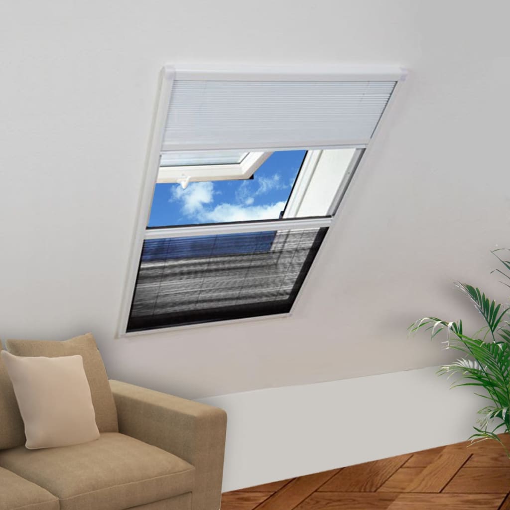 vidaXL Plisovaná okenná sieťka proti hmyzu s hliníkovým rámom a roletou, 80 x 110 cm