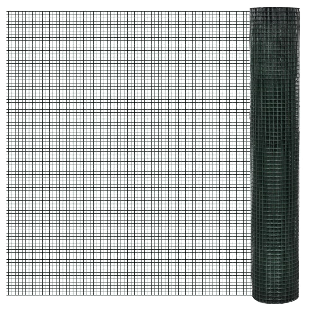 vidaXL Drôtené pletivo pozinkované a potiahnuté PVC 25x1 m zelené