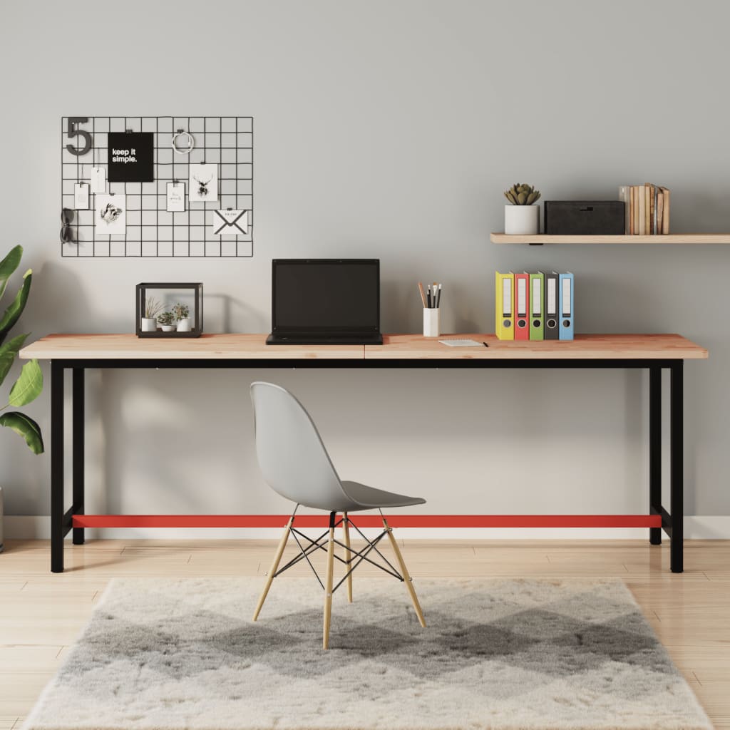 vidaXL Pracovný stôl 220x55x81,5 cm masívny buk a kov