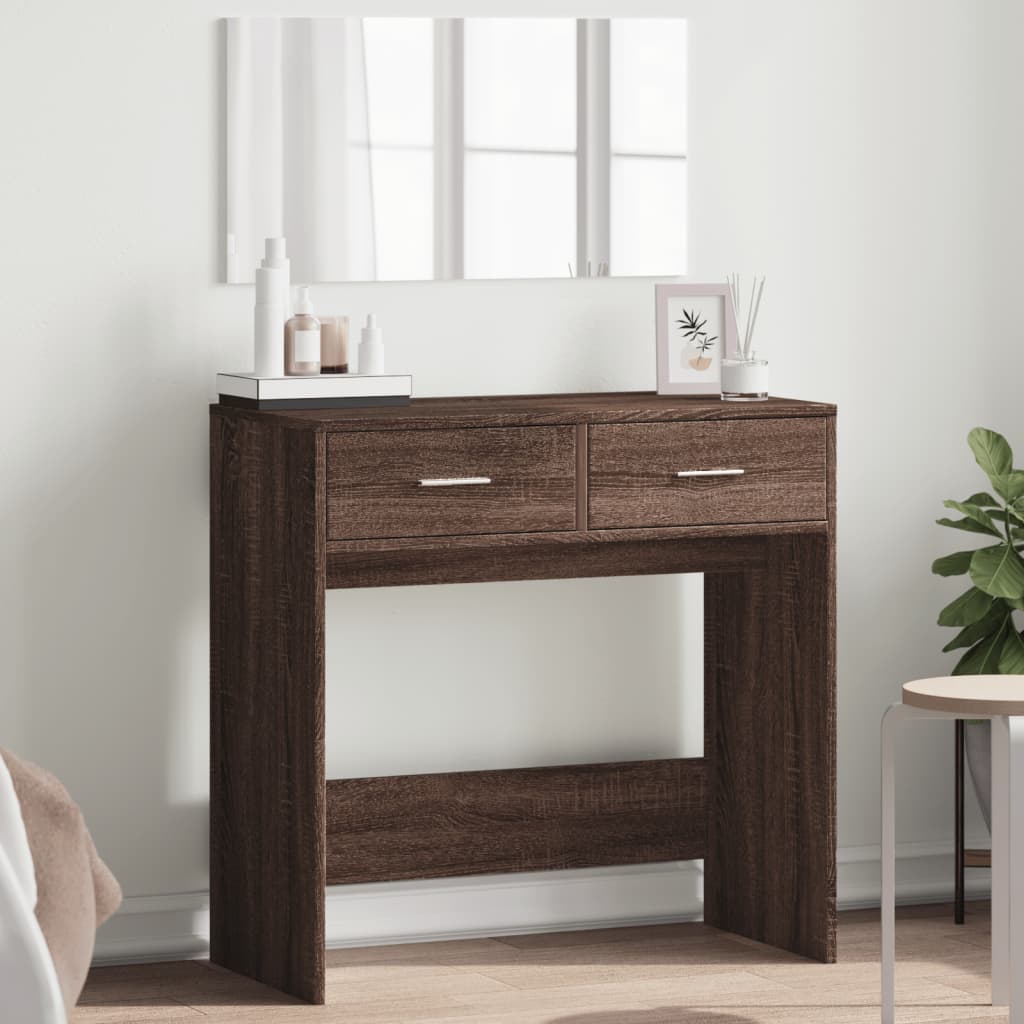 vidaXL Toaletný stolík so zrkadlom hnedý dub 80x39x80 cm