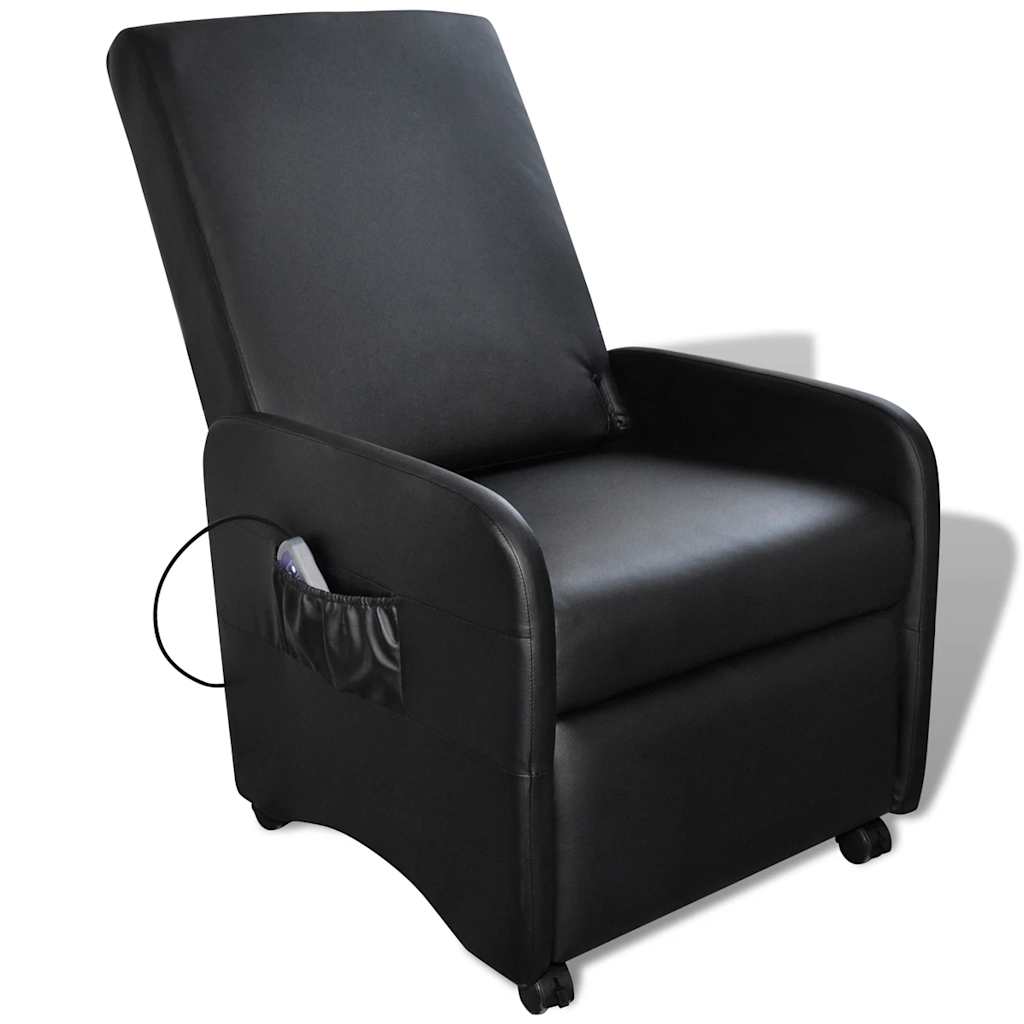 vidaXL Masážne kreslo, čierne, umelá koža