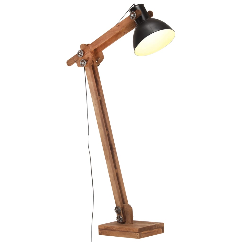 vidaXL Stojanová lampa čierna masívne mangovníkové drevo E27