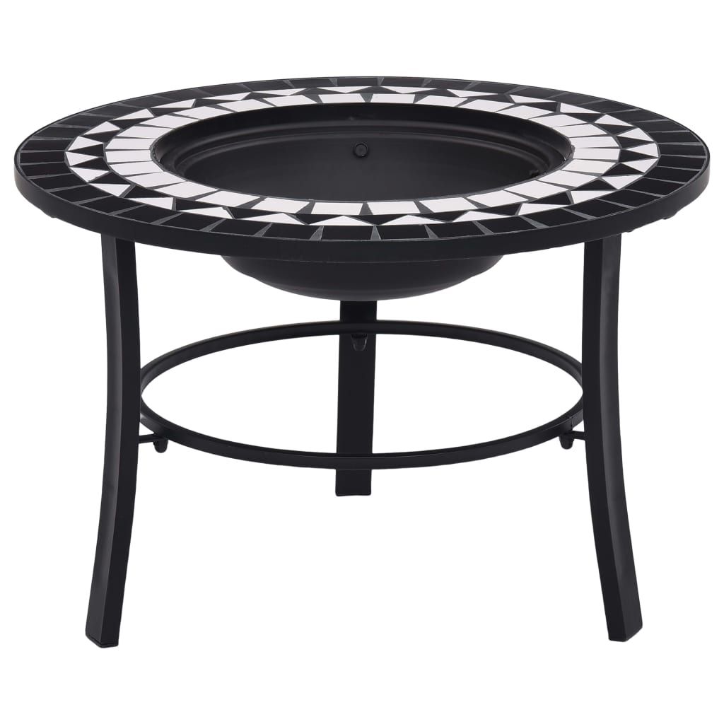 vidaXL Mozaikové ohnisko, čierno biele 68 cm, keramika