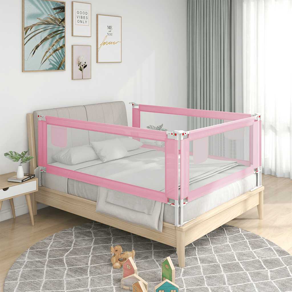 vidaXL Zábrana na detskú posteľ ružová 200x25 cm látka